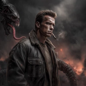 T-800 venom, apocalyptic 1990's background