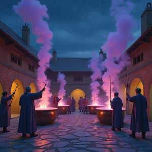 The Dyers’ Fires

Prompt: In an open courtyard, enormous bronze...