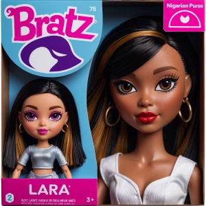 A Bratz package box with a bratz doll inside, Name: "Lara", logo...