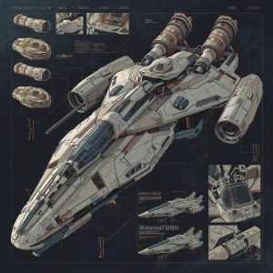 A highly detailed character design sheet of a massive cyberpunk...