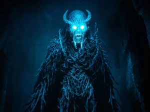 In the depths of a shadowy underworld, a cimmerian neon-lit drau...