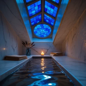 Create an image of a serene and secluded writing nook nestled wi...