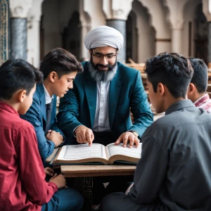 A Islamic geomancy scholar teaching students