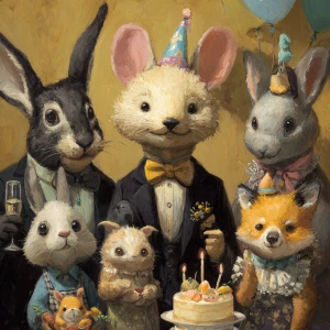 Anthropomorphic animal birthday party