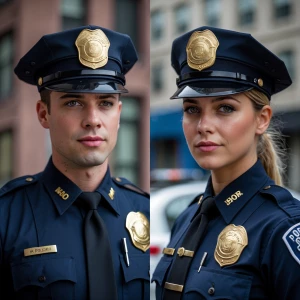 I want to up load 2 photos and change me into an American police...