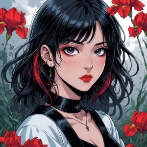 Une adolescente style manga. Noire de peau, avec des cheveux lis...