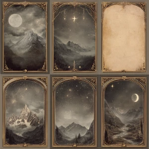 Print-ready vintage ephemera sheet with 6 coordinated journaling...