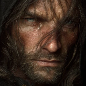 Create a photorealistic image of a character inspired by Aragorn...