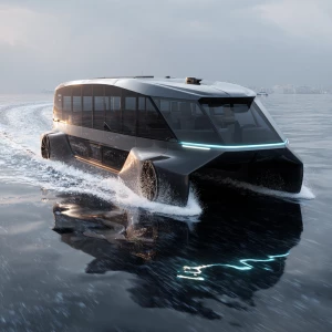 High three-quarter view (25–35° above the horizon, front-left),...