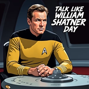 Banner states
“Talk Like William Shatner Day
March 22”
(Comic st...