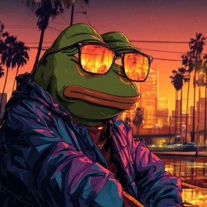 Character PEPE frog in GTA art style,  , gta style illustration,...