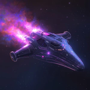 In the depths of space, a dazzling bioluminescent nebula navigat...