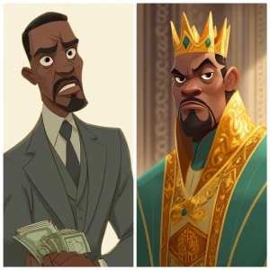 A split-screen comparison. On the left, a generic modern billion...