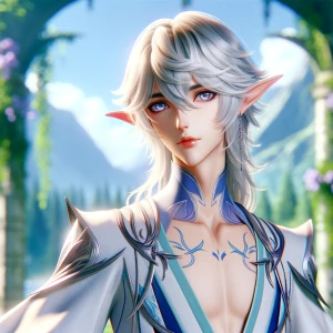 Beautiful androgynous male elf, soft feminine features, slim ath...