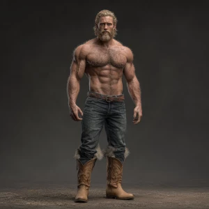 Generate an image of a muscular male bodybuilder with blonde hai...