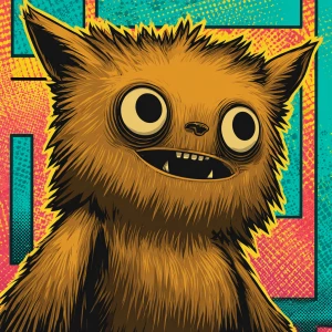 Stylized character  portrait of a mischievous designer toy creat...