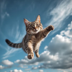 Cat fly in the sky photo