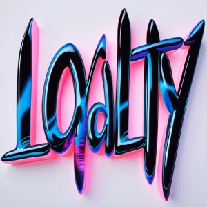 Create a surreal 3D text image of the word ‘Loyalty’ in an expre...