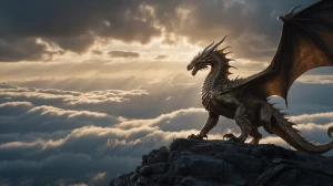 Generate a highly detailed 8k concept art depicting a majestic d...