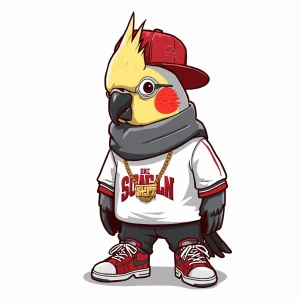 cute cockatiel, hip hop style dressed