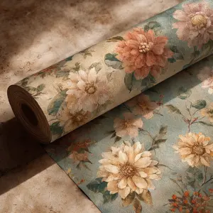 printable background paper, bohemian-inspired summer floral patt...