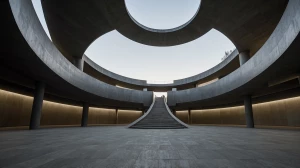 long rectangular block forms the ground floor.
	•	Inside this b...