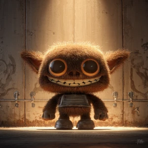 Stylized character  portrait of a mischievous designer toy creat...