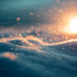 “Cinematic close-up of soft drifting snowflakes glowing in warm...