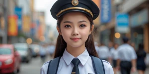 Girl with a nice uniform and pretty face