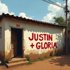 Generate a realistic image showing graffiti on the side of a bui...