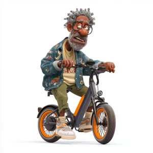 Create a caricature animated character of a 70-year-old Black ma...