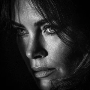 Ultra realistic big close-up portrait of Elizabeth Hurley, cinem...
