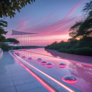 Back of the Mansion — Shoreline Vista: The rear terrace opens li...