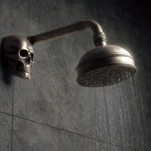 Create an image of a unique and creative shower head design inco...