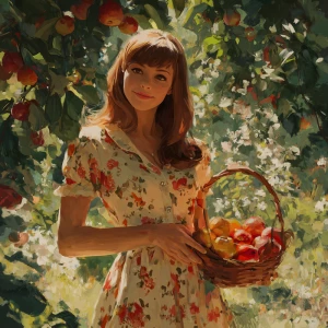 Generate images: A beautiful girl, wearing a vintage dress, with...