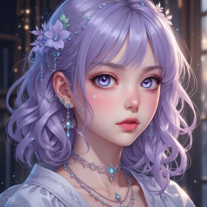 ultra detailed anime girl portrait,
pastel lavender hair,
soft...