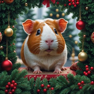 Create an image of a lifelike and charming Guinea pig radiating...