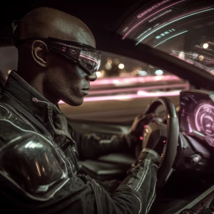 A short Nigerian pilot sits inside the cockpit of a Lamborghini,...
