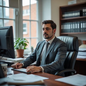 Office scene . A man sitting in office