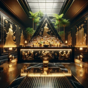 In the dimly lit, opulent interior of Golden Feast Gallery's wet...