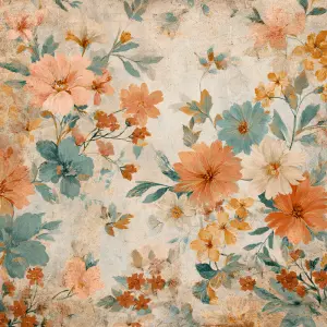 printable junk journal background paper, vintage bohemian floral...