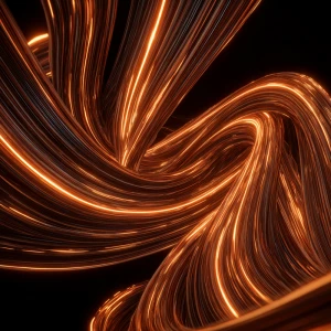 brown camera Neon lines glowing and twisting on a digital canvas