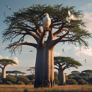 Un oiseau sur un baobab