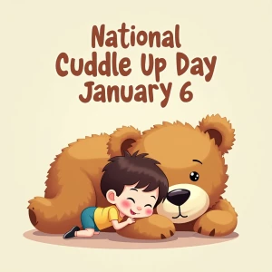 Banner states, 
“National Cuddle Up Day
January 6”
(Cartoon styl...