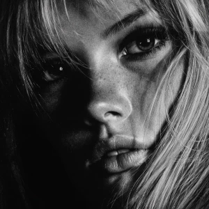 Ultra realistic big close-up portrait of Brigitte Bardot, cinema...