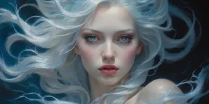 In the depths of an acrylic painting, a gorgeously mysterious si...