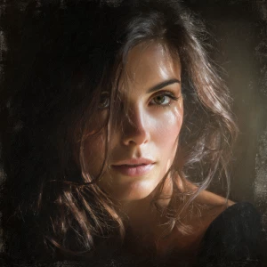 Create a close-up portrait of a person inspired by Sandra Bulloc...