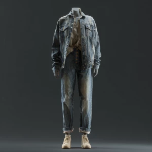 women's jeans and jeans jacket on ghost - transarent not visible...