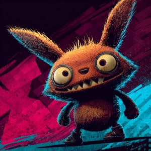 Stylized character  portrait of a mischievous designer toy creat...