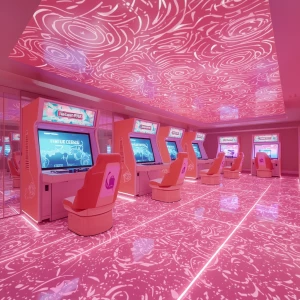 Explore the Lake Prism Arcade, where the floor twinkles softly w...